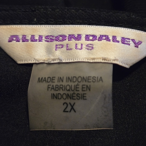 Allison Daley Black Top 2X Tunic Length 3/4 Cold Shoulder Sleeve White Polka Dot - Picture 7 of 14